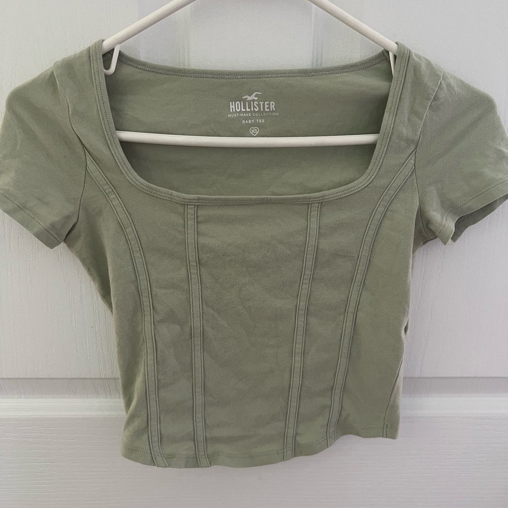 light green, crop corset tee